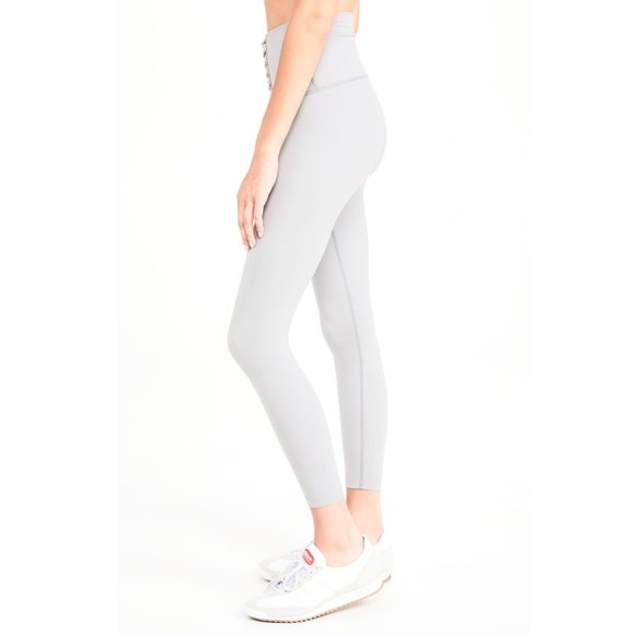 WeWoreWhat Corset Lace Up Light Grey Ankle Length 7/8 Leggings - Picture 6 of 8